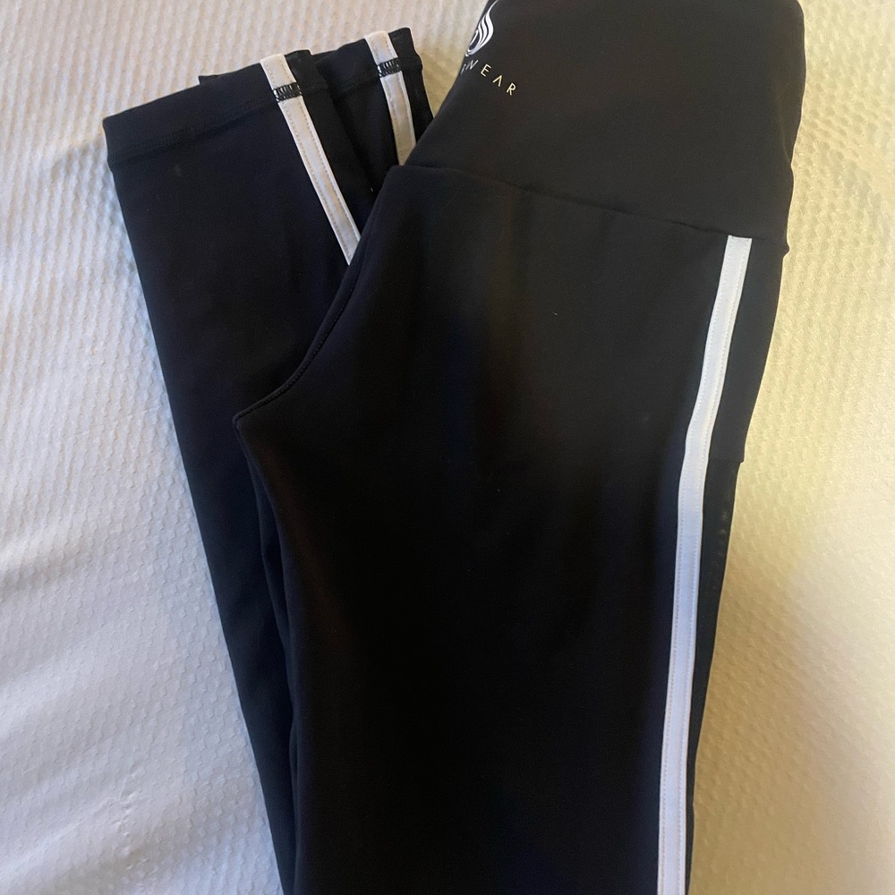 Black and White Striped Athletic Leggings